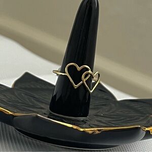 18K Solid Gold Double Heart Ring
